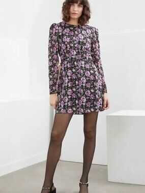 & other stories purple floral dress long sleeve